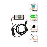 LED LEVEL 12V 10 A Ultra Slim LED Trafo Anahtarlı Fişli 60W İnce Kasa LED Sürücü Adaptör