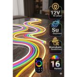 LED LEVEL 12V 6 metre RGB Neon Şerit Led 16 Renkli Rf Kumandalı Animasyonlu RGB Neon Led Şerit