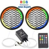 Led Level Poke Rgb Ledli Hoparlör Kapak 20CM Sese Duyarlı Animasyonlu 2ADET Kumandalı Renkli Atmosfer - 20 cm - Çok Renkli