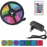 LED Level Rgb 5metre Şerit LED Kumandalı Trafolu Rgb Şerit Işık Aydınlatma Parti LED - 5 m