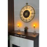 Led Li Golden Eyes La Clock (Büyük Boy 50 x 60) cm Modern Dekoratif Ispanyol Tarzı Duvar Saati
