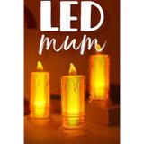 Led Mum Simli Tipi Pil Dahil 3 Adet - Dumansız Alev Ledli Yapay Dekoratif Mum Işığı Büyük Pt423 ŞEFFAF
