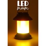 LED Mum Sokak Lambası Tip Kulplu Dumansız Pilli Alevli Dekoratif Yapay Mum Işıldak Siyah 1036-9 - 1 Adet