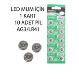 Led Mum Uyumlu Lr41 Pil Modeli Ag3 Saat Hafıza Yazıcı Düğme Pil