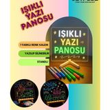 LED Mum Yaz-Sil Işıklı 3 Kalemli Neon Yazı Tahtası Yazılıp Silinebilir Not Tahtası Akrilik
