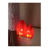 Led Mumlu Kırmızı Yılbaşı Evleri 2 li Set 7-9,5 CM LED MUM DAHİLDİR