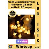 #Led Noel Ağacı Süsleme Dekor Aydınlatma 5 Metre Şık Kırmızı Işık Şeffaf Kablo Fişli Eklemeli 28 Led Vitrin