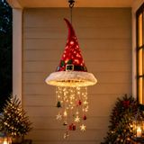 LED Noel Şapkası Asılı Işıklar, Asılı Süsler ve Peri Işıkları ile Işıklı Noel Baba Şapkası, Ön Sundurma, Kapı, Ağaç, Ev İç Mekan Dış Mekan Tatil Partisi Malzemeleri için Şenlikli Noel Dekoru, A