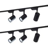 LED Pasajı Siyah Kasa 6 Adet 360 Derece Dönen LED Ray Spot Lamba ve 2 Adet 1 Metre Raylı Armatür - 4000K - Ilık Beyaz
