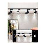 LED PROJEM Siyah Kasa Ve Beyaz Işık 4 Adet 360 Derece Dönen Led Ray Spot Lamba 1 Metre Raylı Armatür Ray Spot