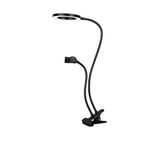 LED Ring Light with Phone Holder, Flexible Gooseneck Clamp Stand – 3 Light Modes, Dimmable Desk Video Light for Live Streaming, Makeup, Zoom Calls, Content Creators