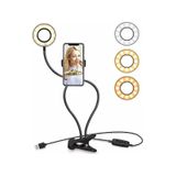 Led Ring Light Youtuber Stüdyo Işığı Akrobat Selfie Led Masa Lamba 3 Renk Işıklı 2in1 Telefon Tutucu