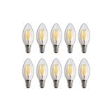 LED Rustik Mum Buji Ampul – E14 Duy, 4W (35W Eşdeğer), 3000K Günışığı, 400 Lümen – 220-240V, 3.5X10 cm – 10’lu Paket - Altın