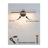 Led şarjlı pilli Modern Tasarım Siyah Eskitme Gün Işığı Banyo - Mutfak - Salon-ofis Flüt aplik