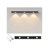 Led Sensörlü Şarjlı Dekoratif Lambası Mutfak-gece Mıknatıslı 3 Farklı Işık Renk 40cm Siyah Şerit Led Çok Renkli