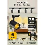 Led Siyah Kasa Gün Işığı 35W Raylı Spot 6 Adet 2 Metre Ray