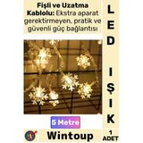 #Led Warmlight 8 Fonksiyonlu Dekoratif Cafe Yılbaşı Işık Fişli Kar Tanesi Gün Işığı 5 Metre 28 Led