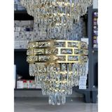 LED Yeni Model 40 cm Kristal Lüx Salon Avize Gold Renk
