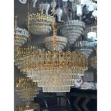 LED Yeni Model 60 cm Kristal Lüx Salon Avize Gold Renk