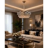 LED Yeni Model 60 cm Kristal Lüx Salon Avize Krom Renk Ithal Model
