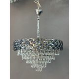 LED Yeni Model 60 cm Kristal Lüx Salon Avize Krom Renk