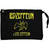 LED Zeppelin Angel Siyah Clutch Astarlı Cüzdan / El Çantası - 25x18cm