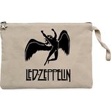 LED Zeppelin Black Angel Krem Clutch Astarlı Cüzdan / El Çantası - 25x18cm