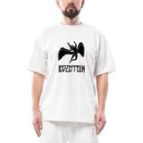 LED Zeppelin Black Angel Oversize Beyaz Tişört - XL