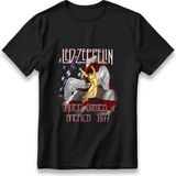 LED Zeppelın Rock T-Shirt Unisex %100 Cotton Pamuklu Rahat Regular Baskı Rock Grubu Tişört - Siyah