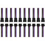 Ledarmy 10'lu Set 5 Pin Kilitli Konnektörlü Kablo Takımı Erkek Dişi RGB RGBW LED Şerit Bağlantı Kablosu 5 Pin LED Soket - 15 cm - Kırmızı - Yeşil