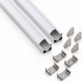 Ledarmy 2’li Set Köşe LED Profil Kanal 18x18mm Alüminyum 2 Metre Sıva Üstü Eloksallı Opak Kapaklı Şerit LED Kanal Seti 8987 - Gümüş
