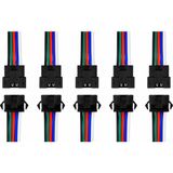Ledarmy 5 Pin Kilitli Konnektörlü Kablo Takımı Erkek Dişi RGB RGBW LED Şerit Bağlantı Kablosu 5 Pin LED Soket Konnektör - 15 cm - Kırmızı - Yeşil
