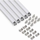 Ledarmy 5’li Set Köşe LED Profil Kanal 18x18mm 1 Metre Alüminyum Sıva Üstü LED Şerit Kanalı Opak Kapaklı Tutuculu 8987 - Gümüş