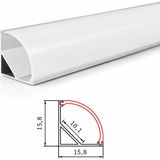 Ledarmy DL1616 Köşe LED Profil 2 Metre 16X16 mm 45° Eloksallı Alüminyum Kavisli Opal Difüzörlü Sıva Üstü Şerit LED Kanalı - Gümüş