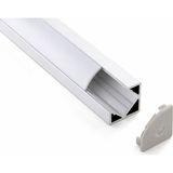 Ledarmy Köşe LED Profil Kanal Alüminyum 1mt. sıva üstü Eloksallı 18x18mm Opak Şeffaf Pleksi Kapaklı Yan Kapak Tutucu Şerit Aydınlatma 8987 - 1 m - Gümüş