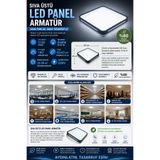 LEDAY Sıva Üstü LED Panel 42W Dekoratif Armatür Siyah(Beyaz Işık 6500K) 43X43