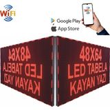 Ledeksis 48X64CM Çift Taraflı LED Tabela Kayan Yazı Wifi (Telefondan Yazı Değiştirme)Kırmızı