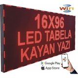 Ledeksis Led Tabela 16x96Cm Tek Taraflı Kırmızı Kayan Yazı Wifi (Telefondan Yazı Değiştirme)