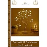 #Ledışık Modern İnci Detaylı Işıklı Ağaç 36 Ledli Usb Pilli Ambiyans Aydınlatma Dekoratif Masa Üstü Led Işık