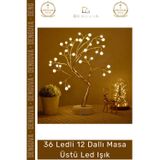 #LedIşık Modern İnci Detaylı Işıklı Ağaç 36 Ledli USB Pilli Ambiyans Aydınlatma Dekoratif Masa Üstü