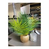 ledison Metalik Gold Saksılı Yapay Çiçek Palmiye Areka Yapay Bitki Salon Çiceği 9 Yaprak 50cm