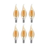 LEDLAM 4 Watt Kıvrık Rustik Led Ampul Amber Renk E14 Ince Duylu Bal Rengi Cam 6 Adet