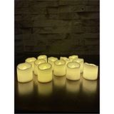 Ledli Mum Tealight Işıklı Dumansız Alevli Sarı Pilli LED Mum 12 Adet Pil Dahil - Seçenek 1
