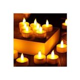 Ledli Mum Tealight Işıklı Dumansız Sarı Alevli Led Mum Pilli 12 Adet Pil Dahil