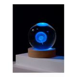 Ledli Usb'li Ahşap Standlı Karahindiba Temalı Kristal Küre Renkli Rgb Led 3D Oda Masa Gece Lambası