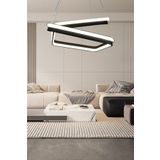 LEDMİ Çiftli Çapraz Siyah Kare Sarkıt Avize, 3 Renk Avize, Led Avize, Modern Ledli Avize