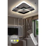 Ledmi Lighting Kare Çapraz Model Ledli Modern Avize 3 Renk Kumandalı