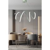 Ledmi Lighting Sarmal Beyaz LED Avize, 3 Renk Aydınlatmalı Avize, Modern Salon Avizesi, Yemek Masası Avizesi