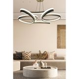 Ledmi Lighting Yüksek Aydınlatmalı Kalın Kasa Papatya Model Beyaz LED Avize, 3 Renk Aydınlatma, Salon Avizesi - Siyah