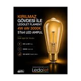 LEDOLET FLAMENT LEDOLET 6W 2700K ST64 LED AMPUL KIRILMAZ GÖVDE DİM EDİLEBİLİR